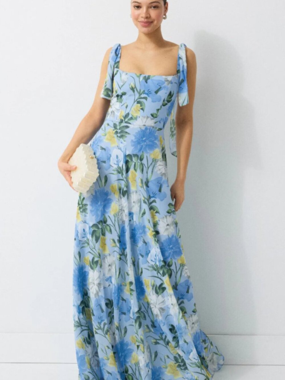 RTR-161 SACHIN BABI Pearl Floral Tie Sleeve Gown